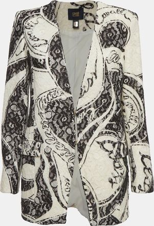Roberto Cavalli White/black Lace Regular Fit Blazer