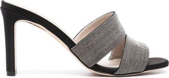 Fabiana Filippi 95mm bead-embellished sandals - women - Eco Brass/Fabric/Polyester/Leather/Calf Leather - 38.5 - Silver