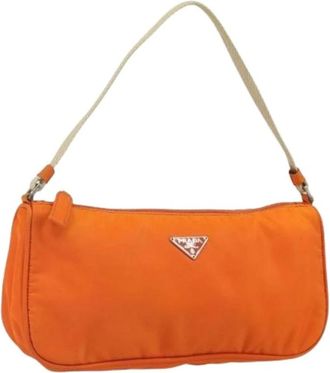 Prada Pre-owned Shoulder Bags, female, Orange, Size: ONE SIZE Pre-owned Vintage Nylon Shoulder Bag