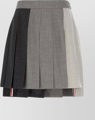 Thom Browne wool skirt with pleated design and color block pattern