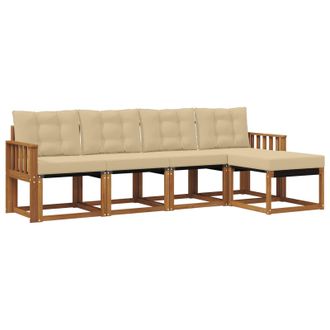 vidaXL Conjunto De Sof&aacute;s De Exterior Con Coj&iacute;n 5 Pcs Natural Y Beige Vidaxl