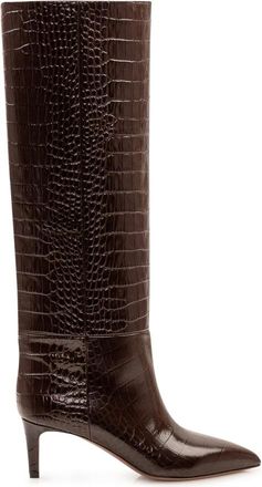 PARIS TEXAS Croc-effect Hak 60 Laars - Dames - Laarzen met Hak - Bruin - 40 EU - Leer - Schoenen