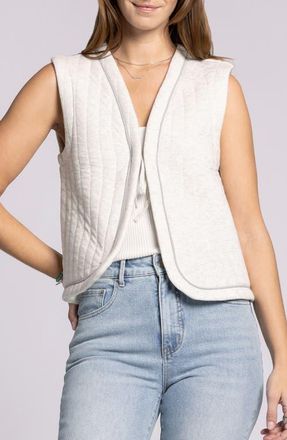 Thread & Supply Joplin Quilted Cotton Tie Front Vest in Ivory Heather at Nordstrom, Size Medium