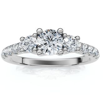 Pompeii3 3/4ct Elira Three Stone Diamond Ring 10K Gold Lab Grown