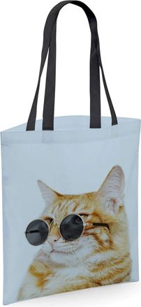 Bang Tidy Clothing Ginger Cat Gifts for Cat Lovers Owners - Reusable Shopper Shoulder Tote Bags with Cats on - Blue
