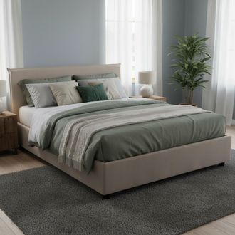 Dmora Talamo Italia - Cama Matrimonial Azue, Cama Contenedor Con Revestimiento De Tela, 100% Made In Italy, Apertura Frontal, Adecuado Para Colch&oacute;n Cm 140x1