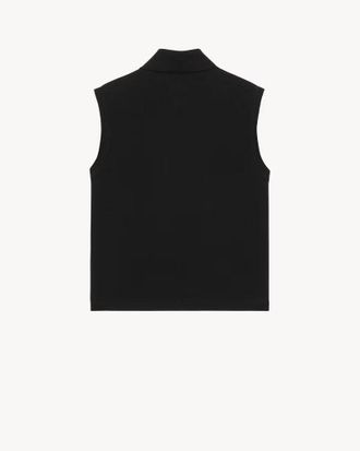 Saint Laurent Sleeveless Knit Polo - Black