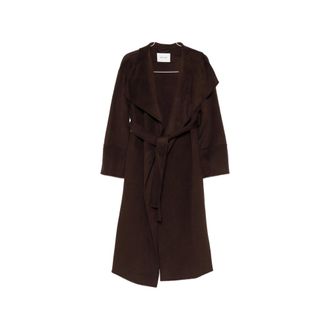 Soft Goat Belted Shawl-collar Coat