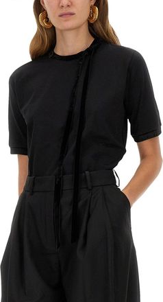 Nina Ricci Ribbon and Bow Detail T-Shirt - Black