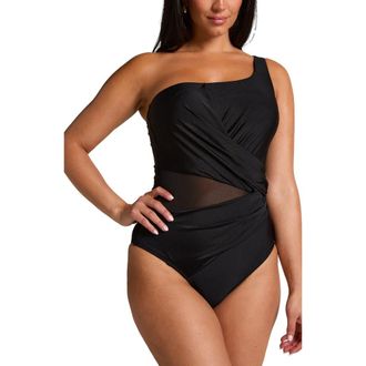 Hunkemöller Shaping Shell Mesh Swimsuit in Black at Nordstrom, Size Xx-Large