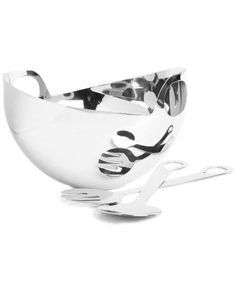 Alice Pazkus Stainess Steel Salad Bowl With Server Set