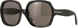 Tom Ford Sunglasses Square Full Rim, Shiny Black Frame And Smoke Lens Ft122101A