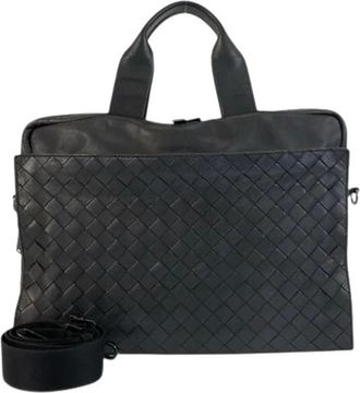 Bottega Veneta Pre-owned Handbags, male, Black, Size: ONE SIZE Pre-owned Maxi Intrecciato Leather 2way Briefcase