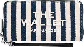 Marc Jacobs Stripe Canvas Continental Portemonnee - Dames - Portefeuilles - Blauw - ONE Size - Katoen - Accessoires