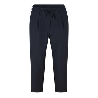 HUGO BOSS Herenbroek met plooien en rechte pijpen (Donkerblauw)