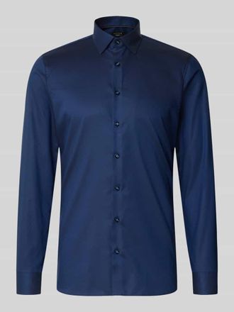 Olymp No. 6 Super Slim Fit Businesshemd aus Baumwoll-Mix in Marine, Gr&ouml;&szlig;e 38