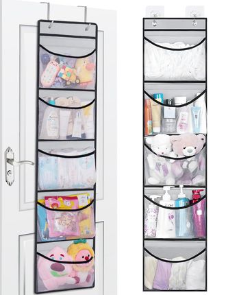 OEM Organizador Colgante Para Puerta Con 5 Bolsillos Grandes Y 2 Ganchos Met&aacute;licos, Para Habitaci&oacute;n Infantil, Ba&ntilde;o, Cocina Y Dormitorio