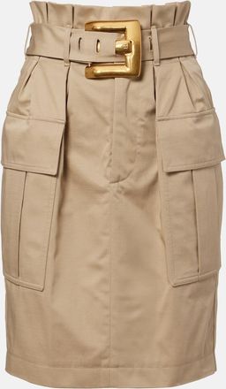 Balmain Belted cotton gabardine miniskirt