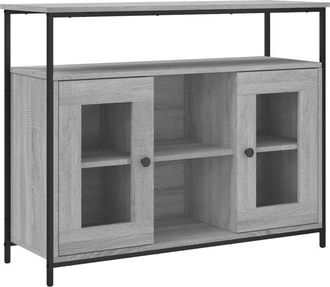 vidaXL Aparador de madera de ingeniería gris Sonoma 100x35x80 cm Vidaxl