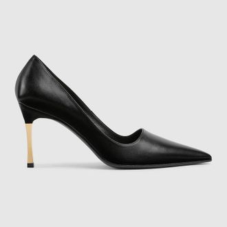 Gucci Womens Bombshell Pump, Black, Leather