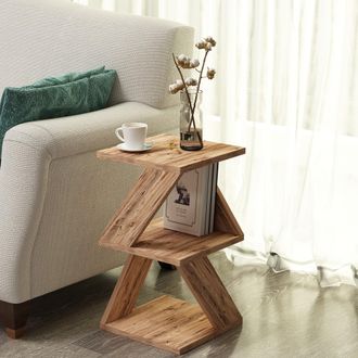 Dmora Mesa De Centro Serino, 2 Compartimentos, Rectangular, Tono Roble Nudos, 30x30x54h Cm Marr&oacute;n Roble Nudos