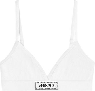 Versace Vintage Logo Geborduurd Katoenen Ondergoed - Dames - BHs - Wit - L - Katoen - Ondergoed