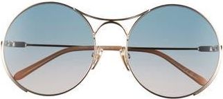 Chlo&eacute; 58mm Gradient Round Sunglasses in Gold Gold Green at Nordstrom Rack
