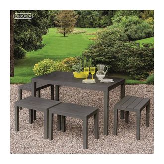 Dmora Mesa De Jard&iacute;n Dmoto, Mesa De Comedor Rectangular, Mesa De Jard&iacute;n Multiusos Para Interior Y Exterior, 100% Made In Italy, 138x78h72 Cm, Antracita - Dm