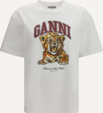 Ganni T-shirt Beaded Tiger Woman XS