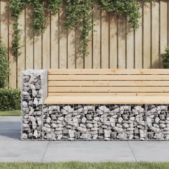 vidaXL Banco Jard&iacute;n Dise&ntilde;o Gaviones Madera Maciza Pino 122x71x65,5 Cm Vidaxl