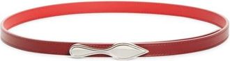 Christian Louboutin Bettina Reversible Leather Skinny Belt in Empire/loubi/silver at Nordstrom, Size 85