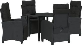 vidaXL Garden Dining Set 5 pcs Black Poly Rattan Vidaxl