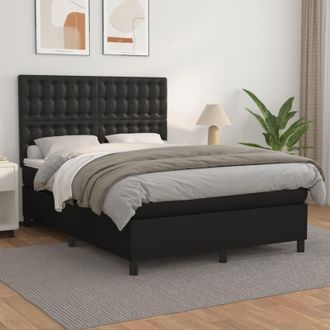 vidaXL Vidaxl - Cama Box Spring Con Colch&oacute;n Cuero Sint&eacute;tico Negro 140x190 Cm