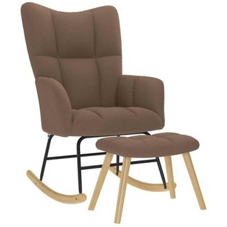 vidaXL Sill&oacute;n Mecedora Con Taburete Tela Marr&oacute;n Vidaxl