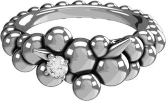 John Richmond Ring met puntige kralen en diamant - Dames - Ringen - Grijs - ONE Size - Accessoires