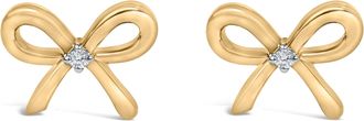 House of Brilliance Gold Vermeil Diamond Accent Bow Earring