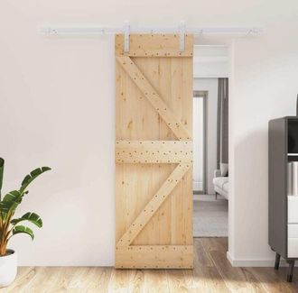 vidaXL Puerta Corredera Con Herrajes Madera Maciza De Pino 70x210 Cm Vidaxl