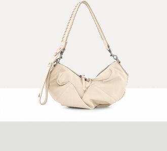 Vivienne Westwood Agnes Small Shoulder Bag Supple Leather Cream-dark-silver