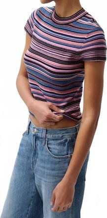 Pistola Denim Selene Short Sleeve Sweater Tee In Egyptian Blue Stripe