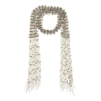 Dries Van Noten Necklaces, female, Gray, Size: ONE SIZE Beaded and Fringed Jewel Scarf