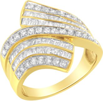 House of Brilliance 10K Yellow Gold Diamond Bypass Ring