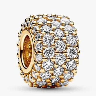 Pandora Sparkling Pave 14k Gold-plated Triple-row Charm