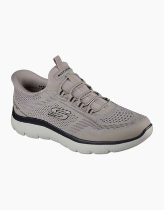 Skechers Mens Skechers Summits Top Rate Textile Mens Taupe/Black Standard Trainers - Brown - Size: 10