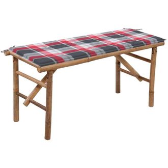 vidaXL Banco De Jard&iacute;n Plegable Con Coj&iacute;n Bamb&uacute; 118 Cm Vidaxl