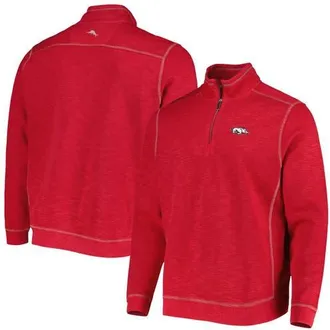 Tommy Bahama Mens Tommy Bahama Cardinal Arkansas Razorbacks Sport Tobago Bay Tri-Blend Mock Neck Half-Zip Jacket at Nordstrom, Size Large