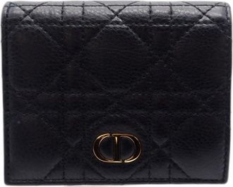 Dior Beige Black Leather Wallet (Bi-Fold) (Pre-Owned)