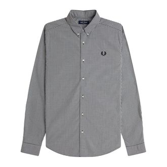 Fred Perry Casual Shirts, male, Black, Size: 2XL Micro Gingham Shirt