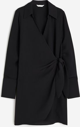 H&M Wickelkleid aus Cr&ecirc;pe - Schwarz