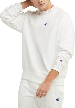 Champion Mens Crewneck, Reverse Weave, Heavyweight Fleece Sweatshirt, White-y06145, L