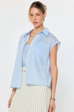 Current Air Coastal Layered Blouse In Pale Blue